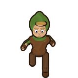 L'Archer, homme, de face : capuche pointue vert mousse, écharpe flottante.